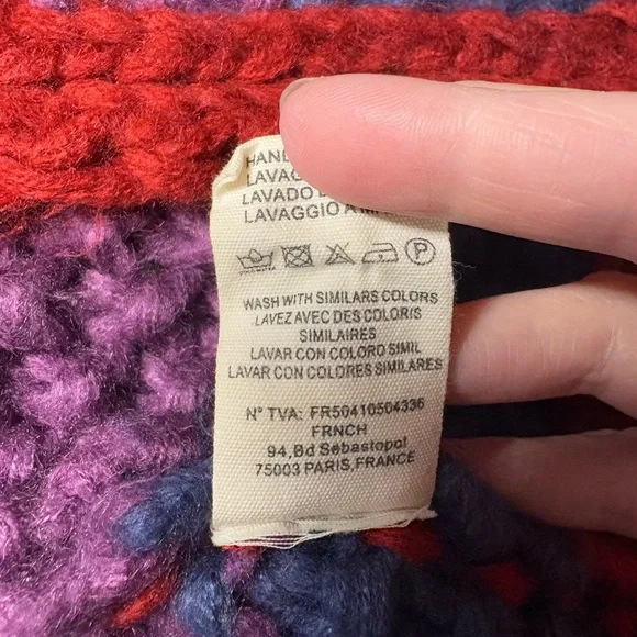 FRNCH Lobelia cardigan sweater chunky rainbow knit women’s size medium large - Picture 8 of 9